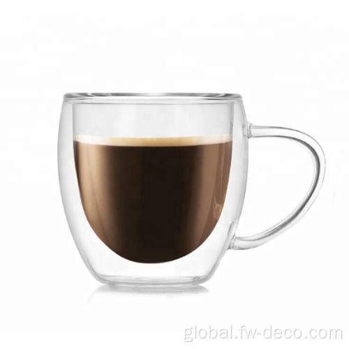 Double Wall Glass with Handle double wall tumbler glass mug cup with handle Factory